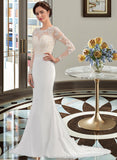 Maya Trumpet/Mermaid Illusion Sweep Train Stretch Crepe Wedding Dress STAP0013767