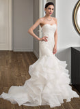 Germaine Trumpet/Mermaid Sweetheart Sweep Train Organza Lace Wedding Dress STAP0013786