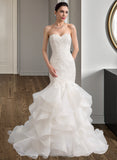 Germaine Trumpet/Mermaid Sweetheart Sweep Train Organza Lace Wedding Dress STAP0013786