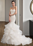 Germaine Trumpet/Mermaid Sweetheart Sweep Train Organza Lace Wedding Dress STAP0013786