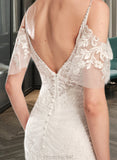 Lauretta Trumpet/Mermaid V-neck Chapel Train Wedding Dress With Beading Sequins STAP0013802