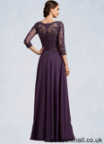 Rosalind A-Line Scoop Neck Floor-Length Chiffon Lace Mother of the Bride Dress With Sequins STA126P0014670