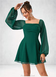 Ana Square A-line Chiffon Dresses STAP0022549