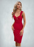 Olivia Bow Sweetheart Elegant Bodycon Polyester Midi Dresses STAP0022553