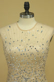 Sleeveless Mermaid Prom Dresses Beaded With A Starburst Of Bugle Beads And Clear Crystals